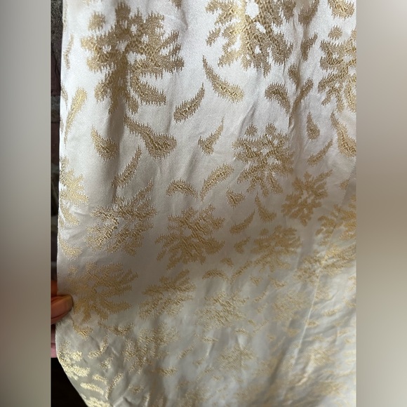 Vintage Handmade 1960s 1970s does Regency Gold Cream Brocade Dress Size S - Picture 3 of 10